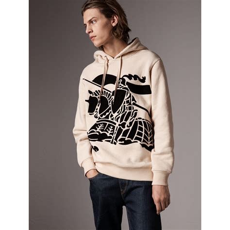 burberry equestrian knight device cotton hooded sweatshirt